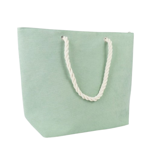 Corduroy strandtassen - met bedrukking Lichtgroen