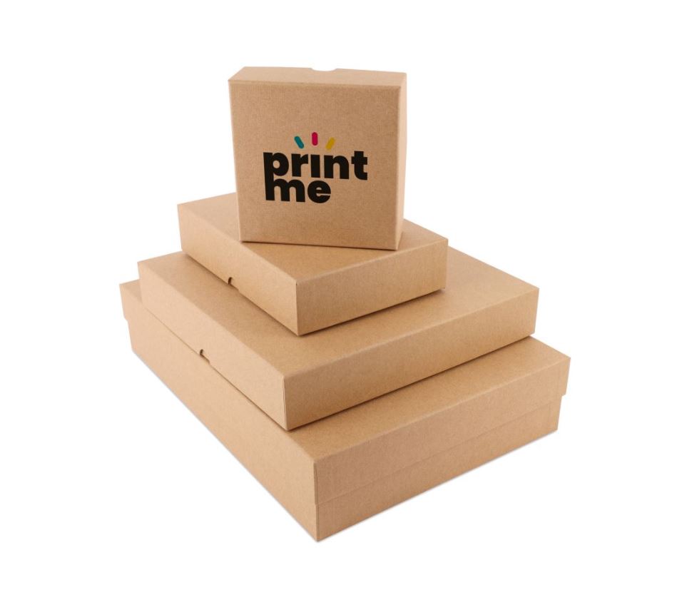 Luxe kraft dozen met deksel - met bedrukking Bruin