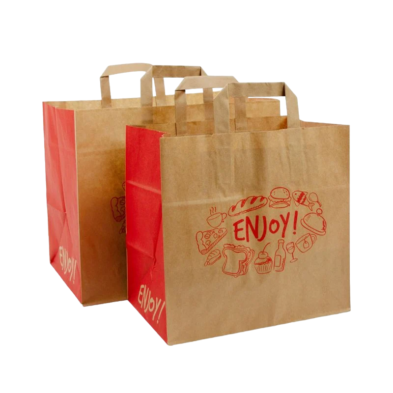 Papieren take away tassen - Enjoy bruin